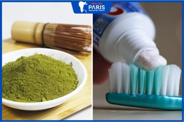 Tẩy trắng răng bằng bột trà xanh kết hợp với kem đánh răng